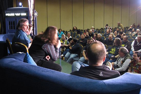 A View from the Stage: A stage view of Doctor Who: Podshock recording Episode 141 on stage in front an audience at Gallifrey 20 (February 2009). This is from the early on in the show while interviewing Phil Colinson. Thanks to all those that made it to this Sunday morning recor